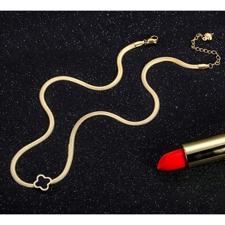 DÂY CHUYỀN TITAN MÌ DẸP MẶT HOA 4 CÁNH L V TN154 siêu đẹp, bền màu, sang trọng, đẳng cấp hợp thời trang