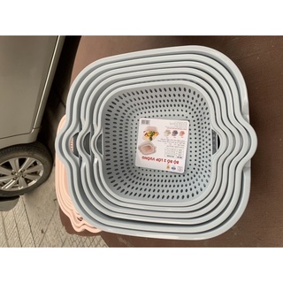 Bộ rổ nhựa vuông 2 lớp Việt Nhật 3288, 3289, 3290, Bộ rổ kèm chậu, Rổ đựng rau củ tươi ngon