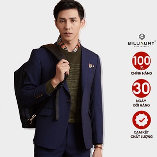 Áo vest nam blazer Biluxury màu tím than sáng cao cấp chất vải mịn đứng dáng form slimfit