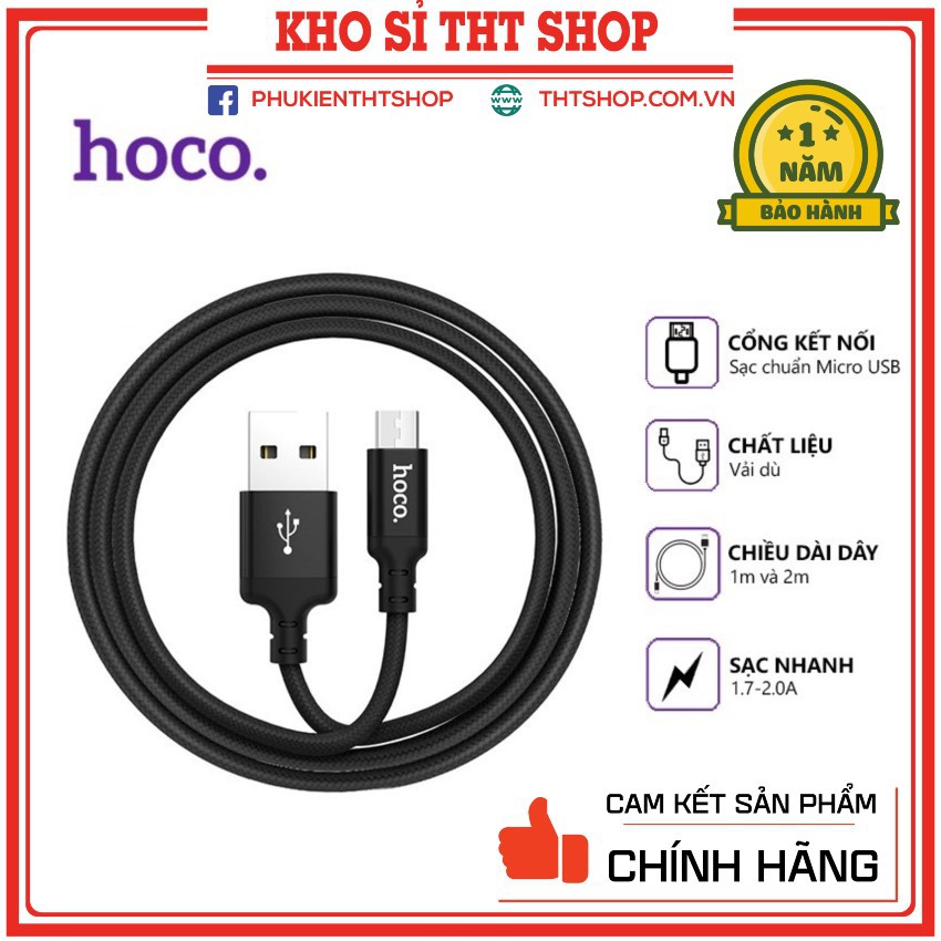 Cáp dù micro hoco x14 chính hãng siêu bền bảo hành 12 tháng