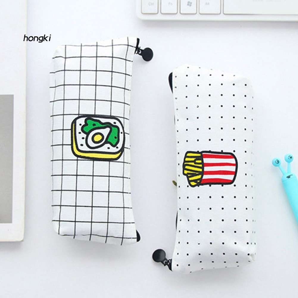 Túi bút vải họa tiết đồ ăn xinh xắn cho học sinh