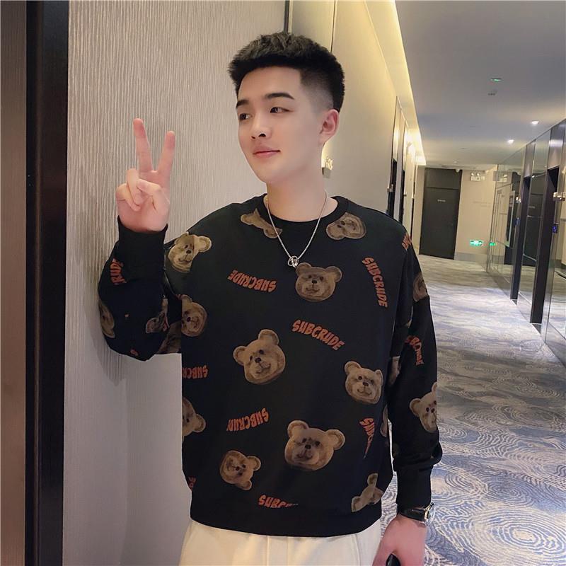 Áo Sweater Cổ Tròn In Họa Tiết Hoạt Hình Đơn Giản Thời Trang Thu Đông Cho Nam