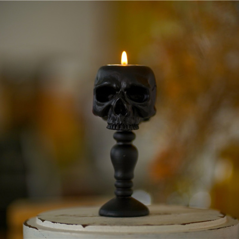 Giá Đỡ Nến Hình Đầu Lâu Bằng Nhựa Resin Phong Cách Cổ Điển Trang Trí Halloween / Giáng Sinh / Quán Bar