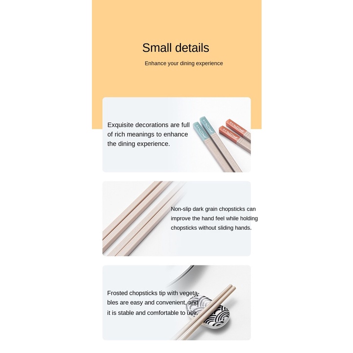 Đũa ăn bằng hợp kim cao cấp không trượt kháng khuẩn phong cách Nhật Bản