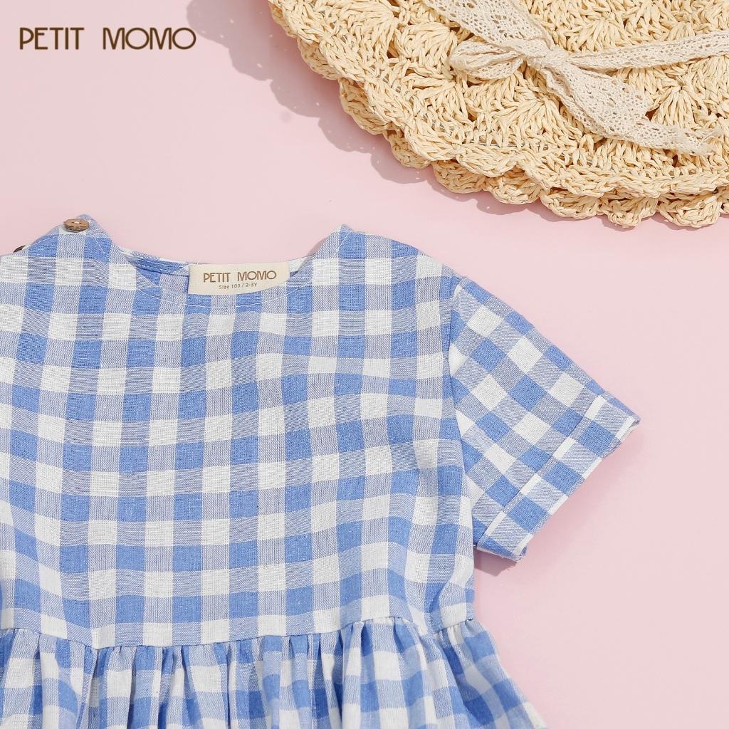 Váy Xòe Cho Bé Gái PETIT MOMO Chất Vải Thô Cotton Thoáng Mát Họa Tiết Kẻ Sọc, Caro Dễ Thương H180