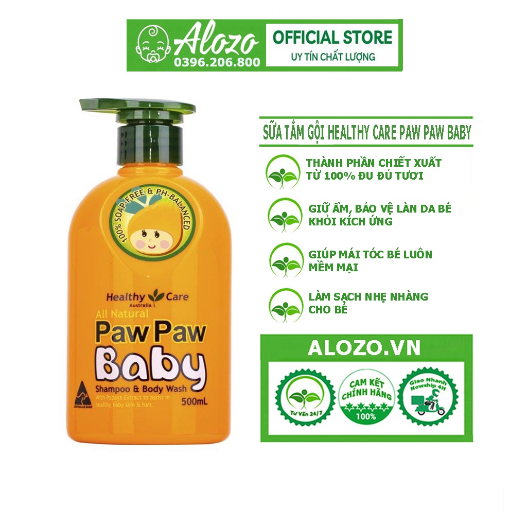 Sữa tắm đu đủ Paw Paw Baby Healthy Care 500ml Úc