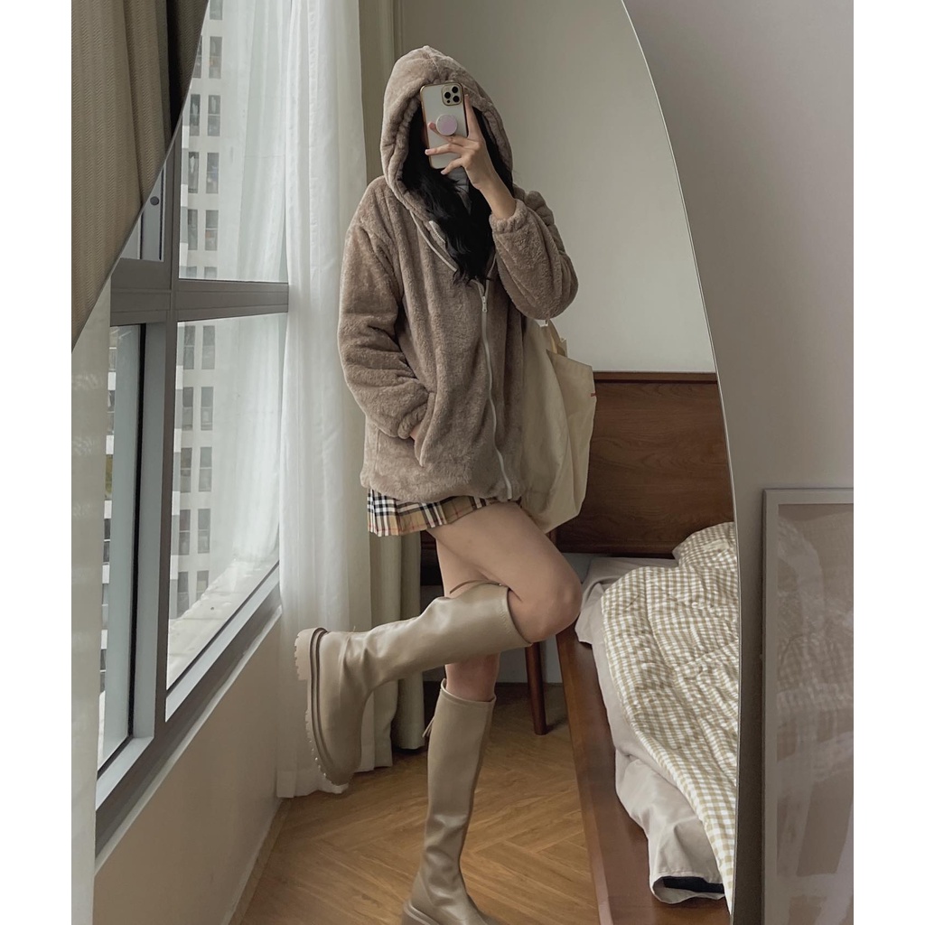 Khoác lông kèm mũ Audrey 7228 | BigBuy360 - bigbuy360.vn