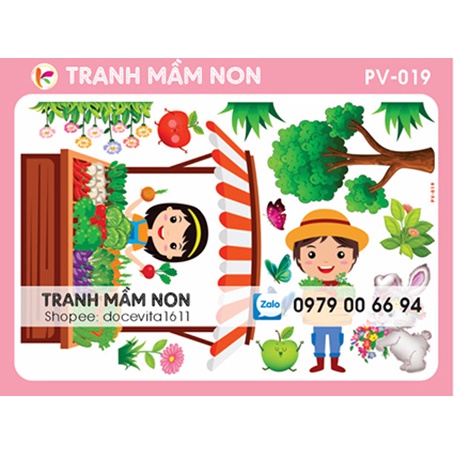 Decal mầm non-GÓC PHÂN VAI-3 khổ to 127x80
