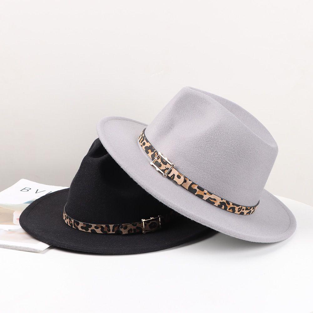 MELODG Mũ Rộng Vành Họa Tiết Da Báo Cá Tính Cho Nữ