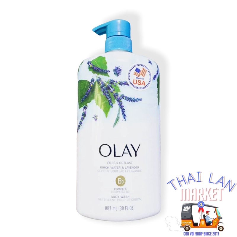 Sữa Tắm Hương Lavender Olay Fresh Outlast Purifying Birch Water & Lavender 887ml