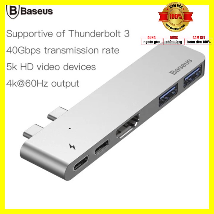 Bộ Hub chuyển đổi 5 trong 1 dành cho Macbook Pro nhãn hiệu Baseus CAHUB-B0G - Bảo hành 12 tháng