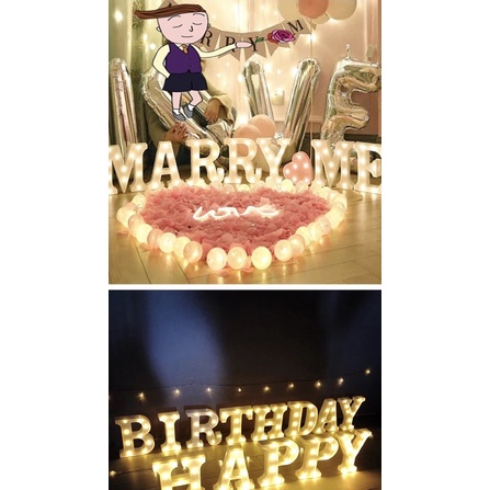 Đèn LED 26 Chữ Cái Và Chữ Số Bản To Đẹp Trang Trí Các Ngày Kỉ Niệm Ngày Lễ