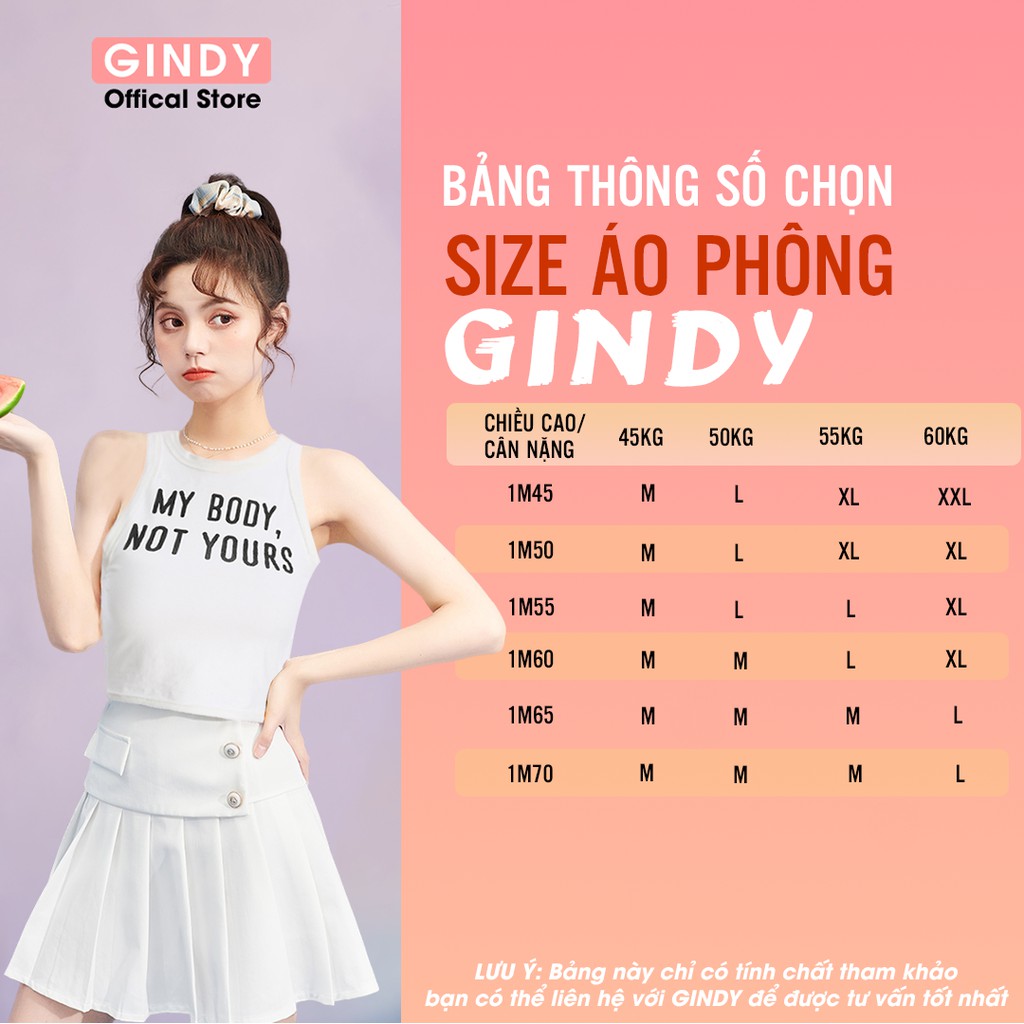 Áo ba lỗ nữ croptop GINDY có hai màu chất vải co giãn A20006