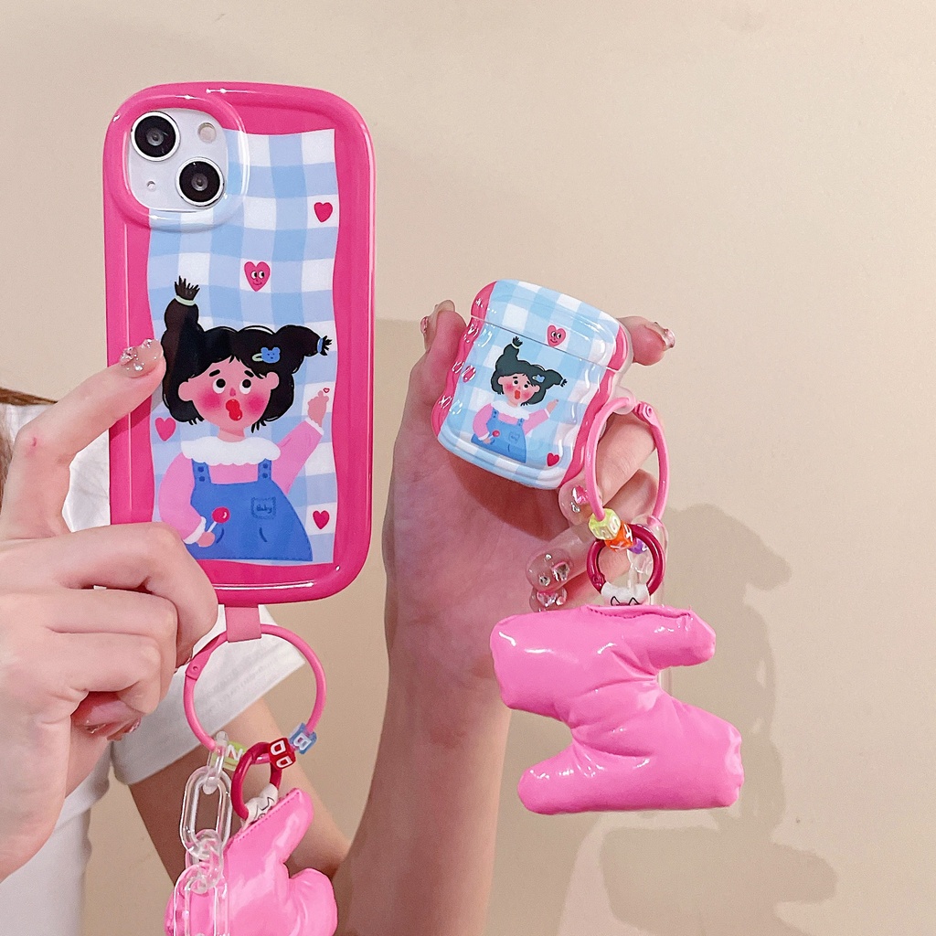 Vỏ Bảo Vệ Hộp Sạc Tai nghe không dây AirPods Pro 1 / 2 3 2021 gen3 Bằng Silicon TPU Mềm Chống Sốc Họa Tiết Kẻ Sọc Dễ Thương