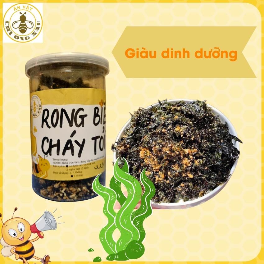 Rong Biển Cháy Tỏi Khô Ăn Liền Healthy 150Gr Chị Ong Nâu PVN33 Rong Biển Sấy Tỏi Mè Ăn Vặt Giảm Cân Giàu Dinh Dưỡng