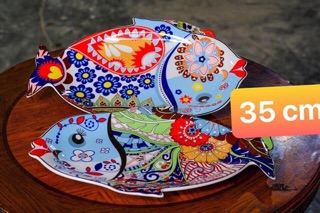 Đĩa cá thổ cẩm gốm sứ