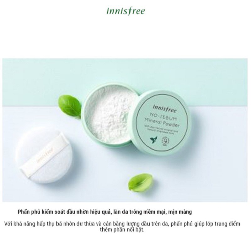 Phấn phủ kiềm dầu dạng bột khoáng Innisfree No Sebum Mineral Powder 5g - HTbeauty