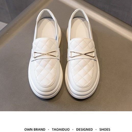 Giày Lười Màu Trắng Thiết Kế Mới Thời Trang Mùa Xuân 2021 Dành Cho Nữ