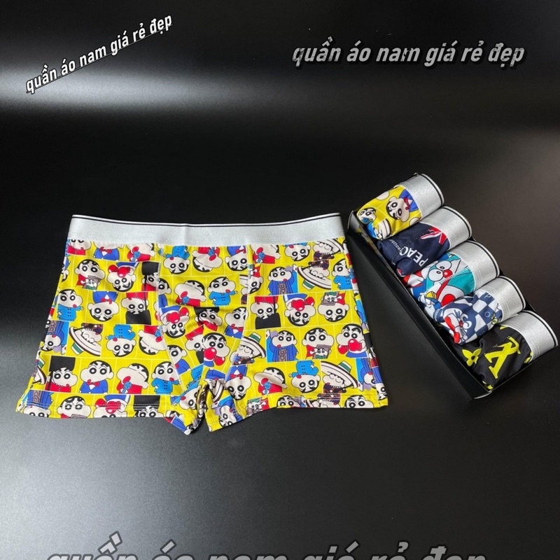 Quần lót đùi nam, quần sịp hoạt hình màu đẹp NGẪU NHIÊN. Vải Thun Lạnh,co giãn 4 chiều