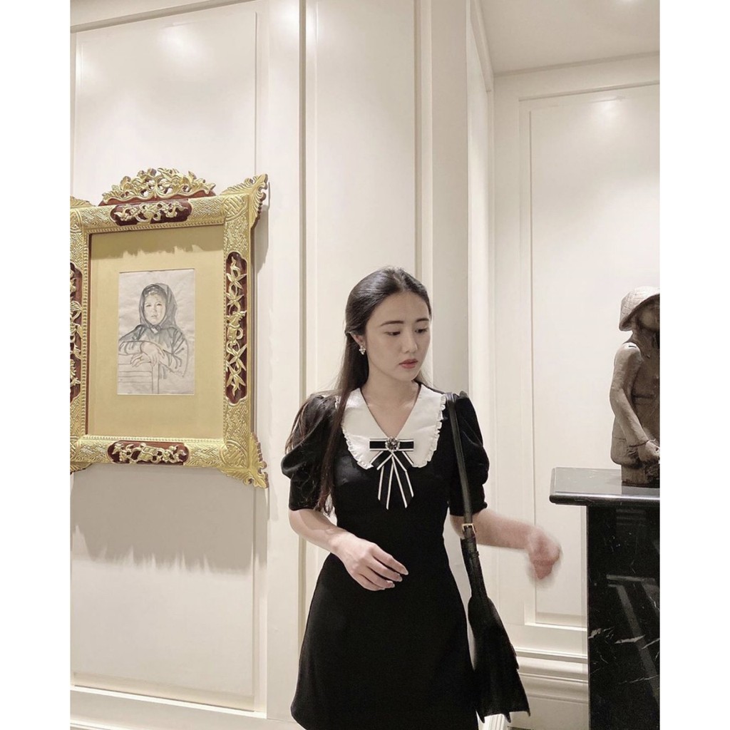 [Mã WASTXINH giảm 10% tối đa 15K đơn 99K] BÁN SỈ VÁY ĐEN CỔ BÈO TRẮNG TAG NƠ | BigBuy360 - bigbuy360.vn