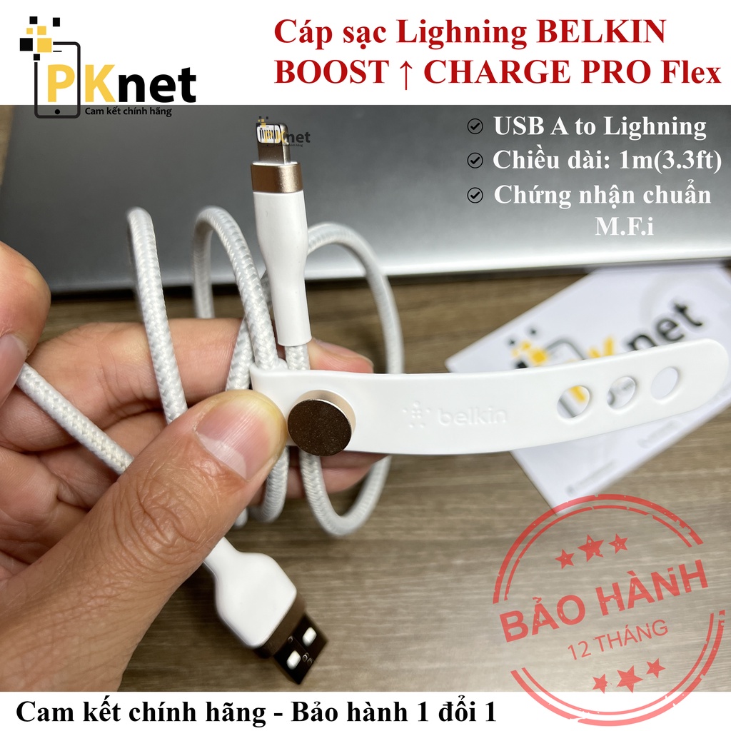 Cáp Lightning Belkin PRO Flex chuẩn MFI [Chính hãng, bảo hành 12 tháng 1 đổi 1]