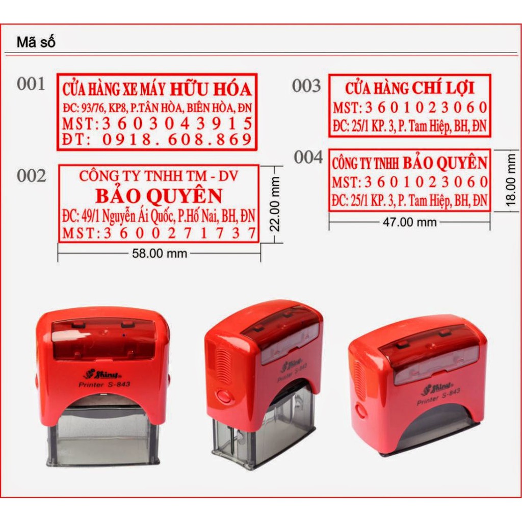 Khắc Dấu Cửa Hàng, Thương Hiệu Cá Nhân 5 hoặc 6 dòng...vvvvvv