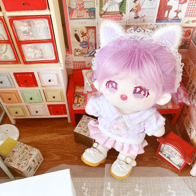 Áo Sweater Cổ Bẻ Vải Cotton Thiết Kế Dễ Thương Cho Búp Bê 20cm