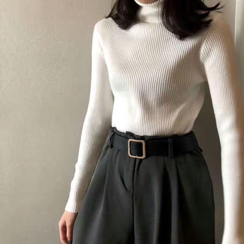 Áo len gân cổ lọ