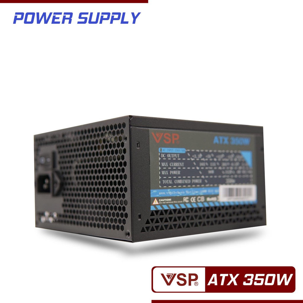 Nguồn PC Công Suất Thực Vision ATX 350W 4+4pin, 6+2pin Chính Hãng VSP Phân Phối
