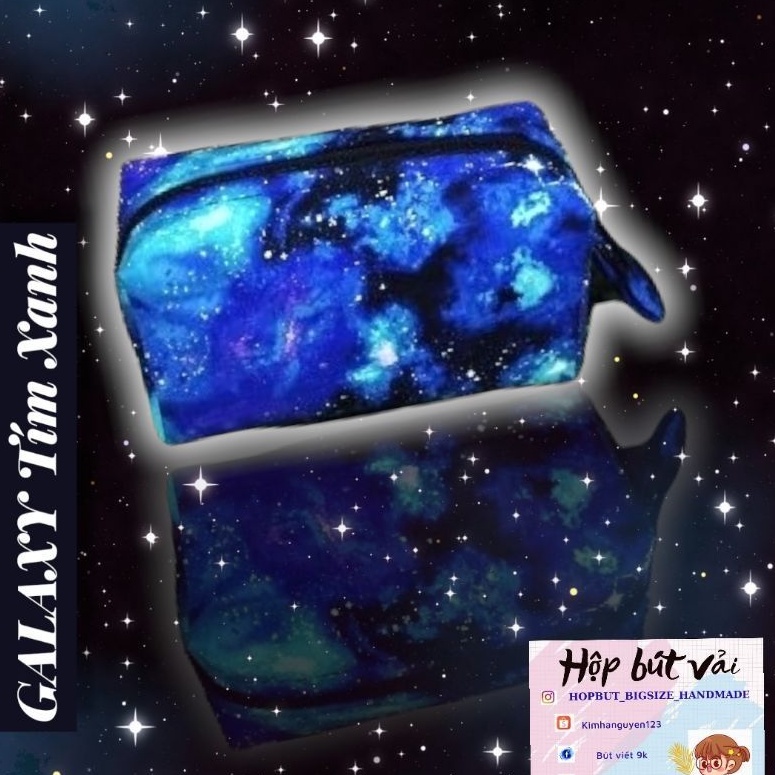 Túi bút bigsize galaxy tím xanh
