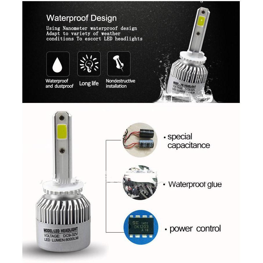 Bộ 2 đèn led headlight S2 chân H4 36W độ sáng 8000LM - nhiệt độ màu 6500K  IP65 chip COB kèm quạt tản nhiệt 1000001048