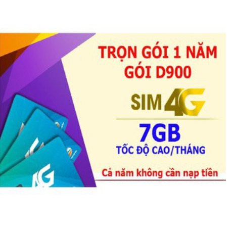 Sim 4G Viettel D900 - Miễn phí 12 tháng không nạp tiền.