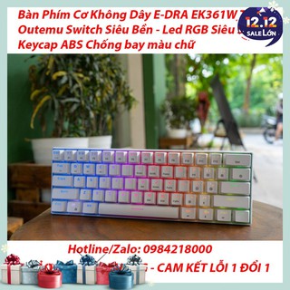 Bàn Phím Cơ Bluetooth E-DRA EK361W - Màu Trắng - Đèn led RGB siêu sáng - Bàn phím cơ 61 phím - Bảo hành 24 tháng