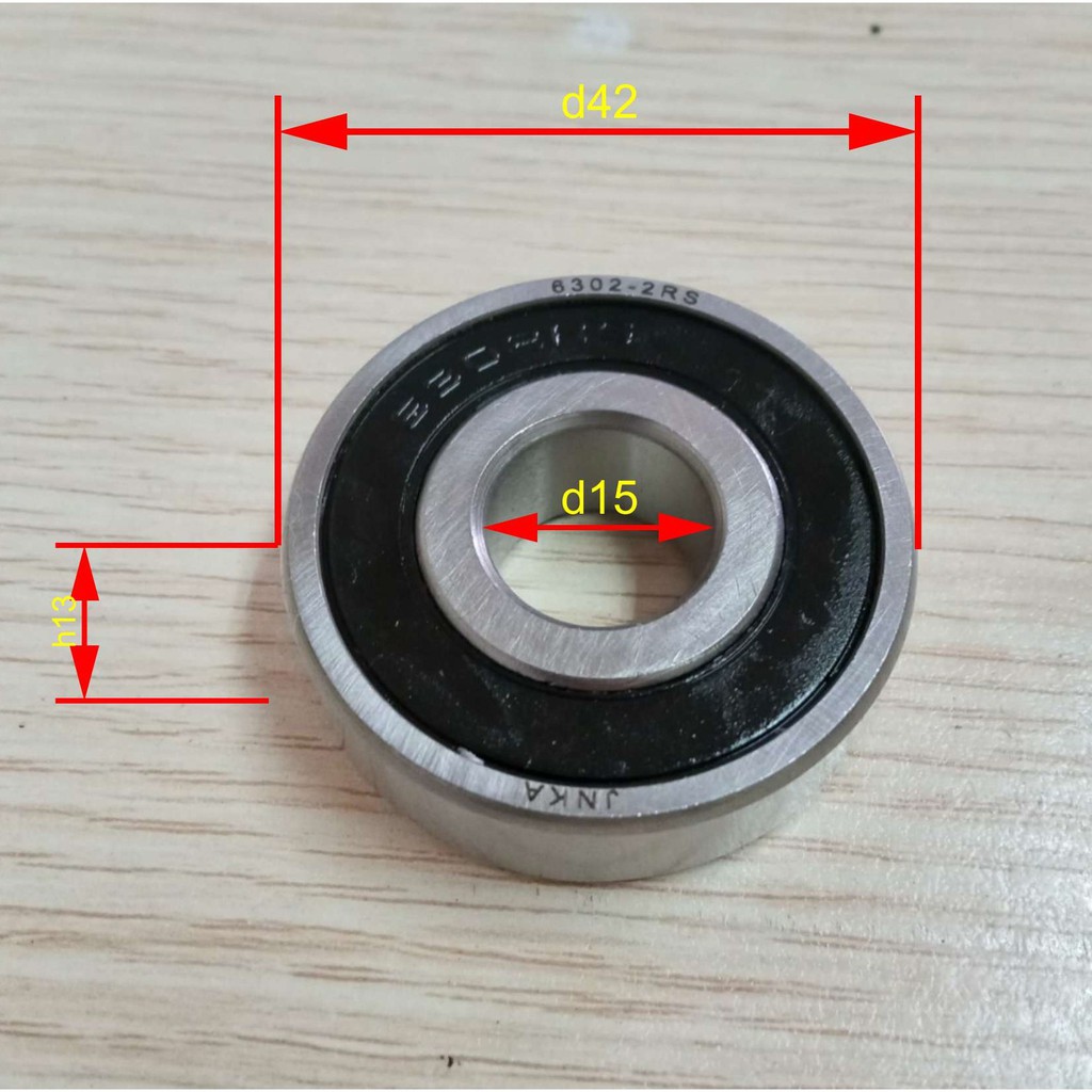 Vòng bi xe tải (bạc đạn), mã số 6302RS, kích thước d15*d42*b13. Hàng ZNKA