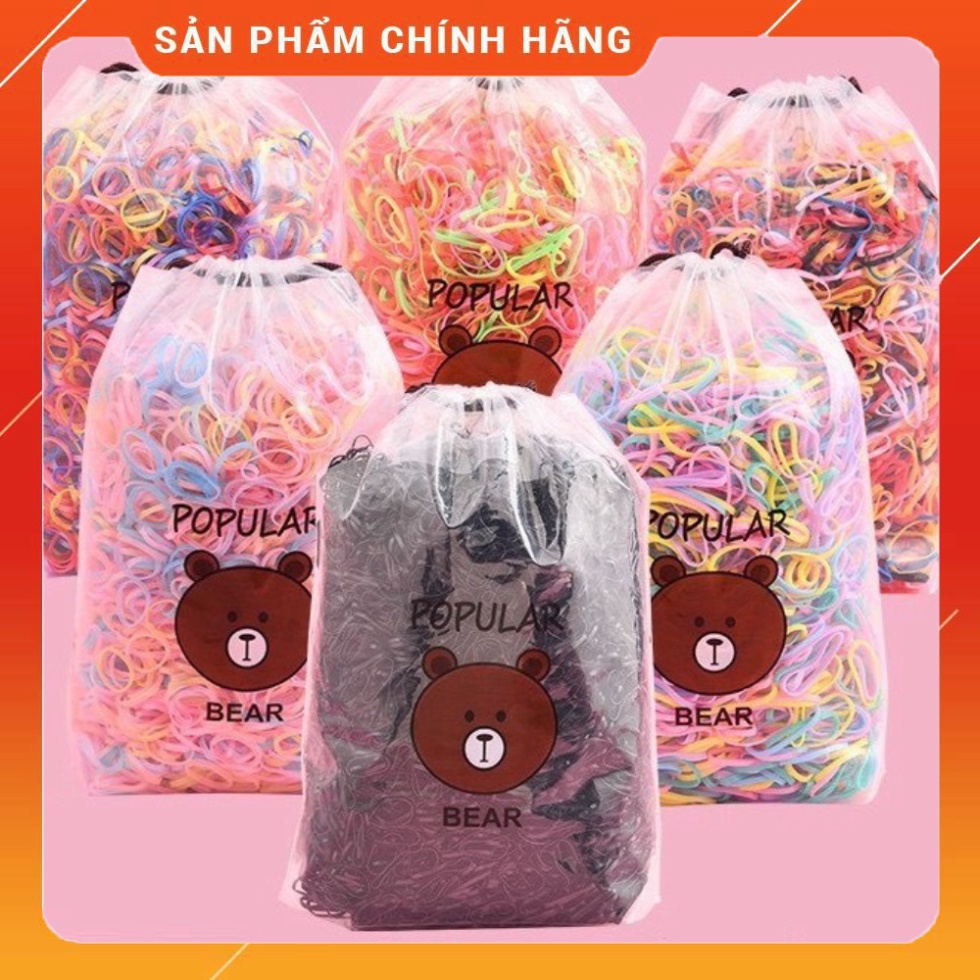 Túi Chun Buộc Tóc Bịch 4000 Chun Cho Bé Kèm Túi Gấu