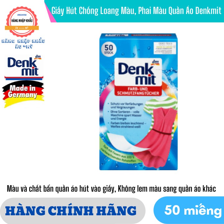 [HÀNG ĐỨC] Giấy Hút Chống Loang Màu, Phai Màu Quần Áo Denkmit 50 tờ