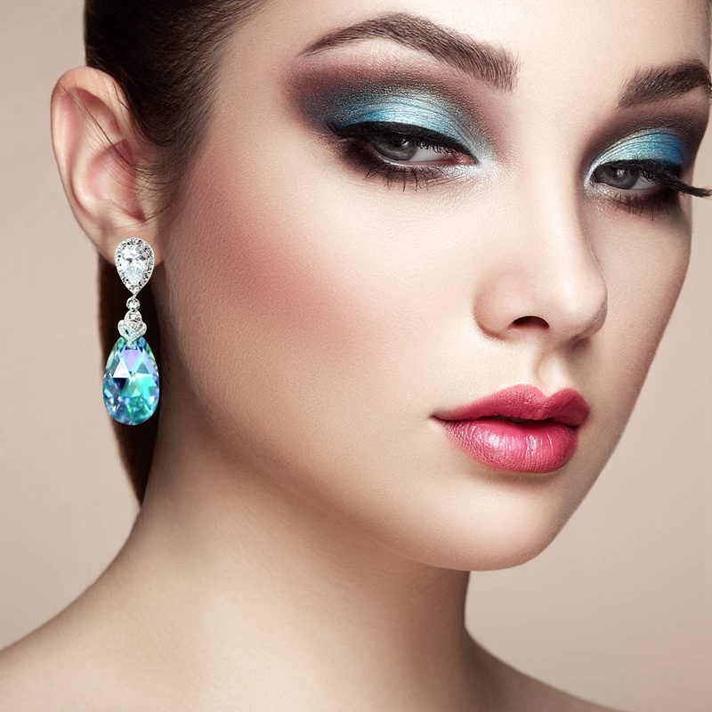 Khuyên tai đính đá zircon màu tím thiết kế đơn giản thanh lịch cho nữ