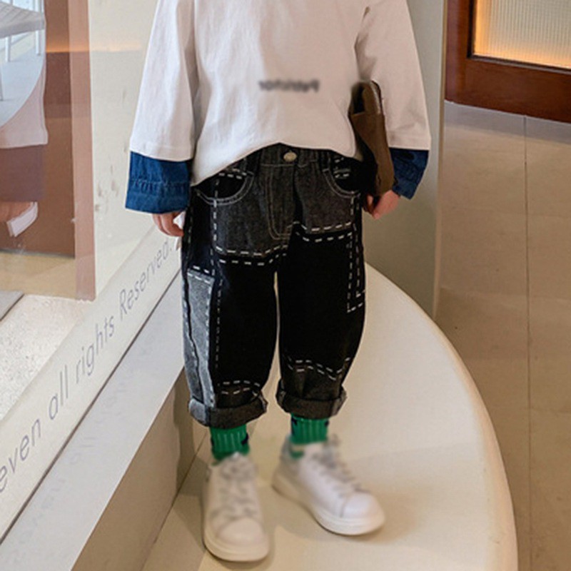 Quần jeans dài phong cách hiphop cho bé