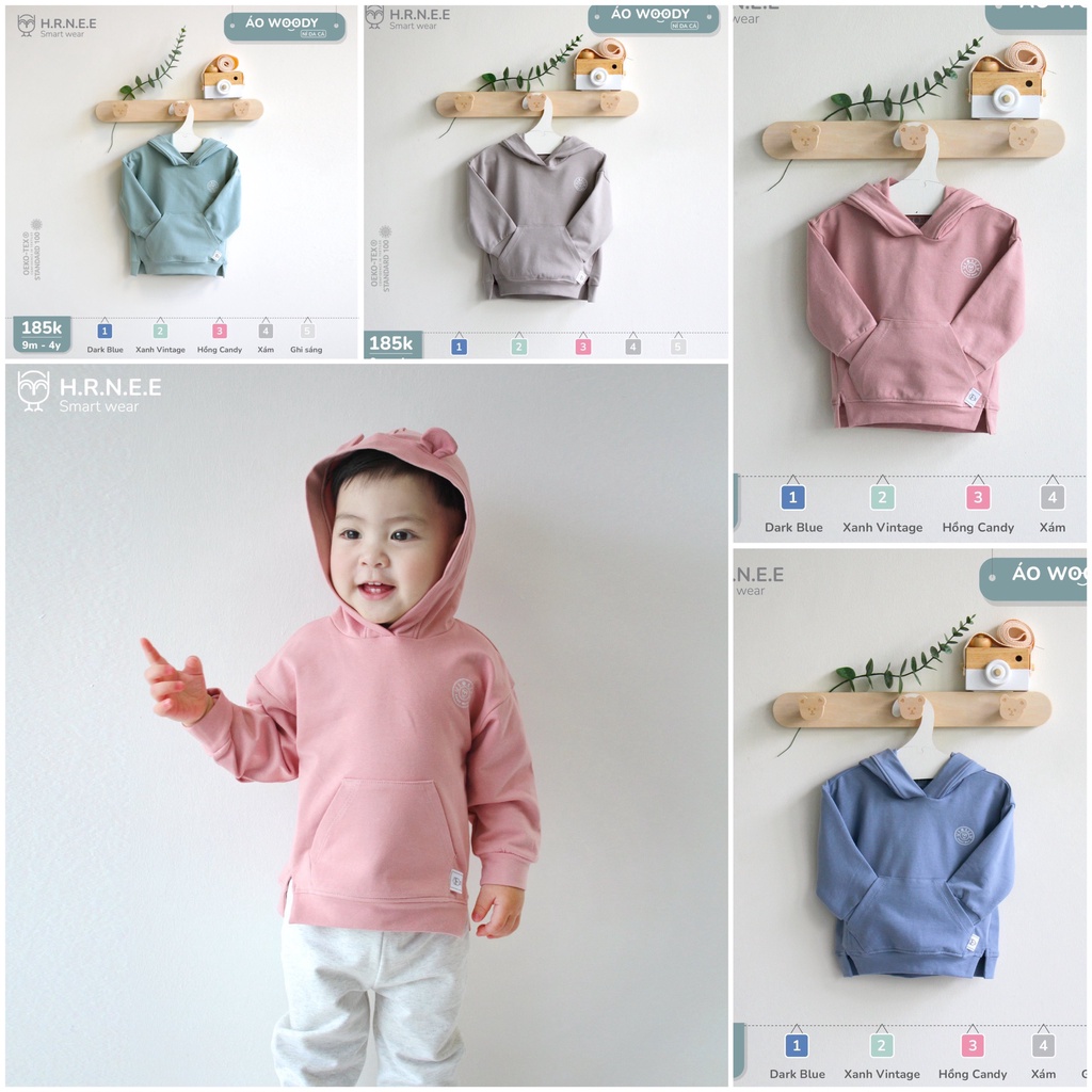 [CHÍNH HÃNG] Áo hoodie túi bụng có mũ Woody trẻ em Hrnee