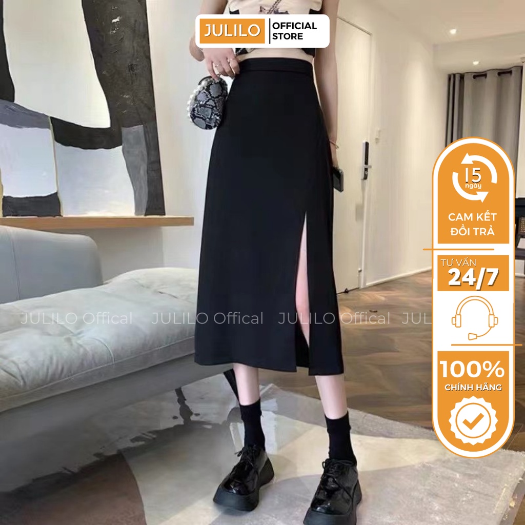 Chân Váy Midi Dáng Dài Xẻ Tà JULILO Kiểu Dáng Hàn Quốc Hack Dáng - Mã 037