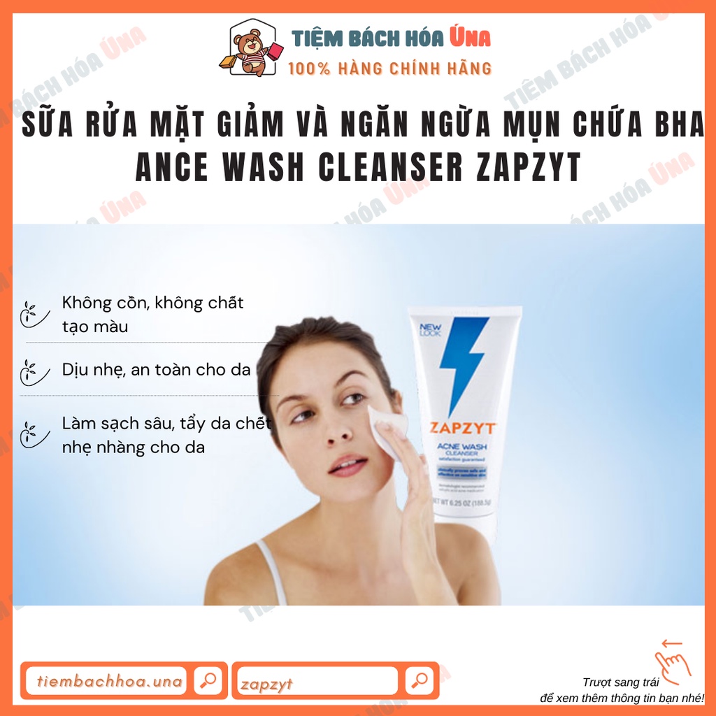 Sữa rửa mặt giảm và ngăn ngừa mụn chứa BHA Ance Wash Zapzyt - Tiệm bách hóa Ú na Úna