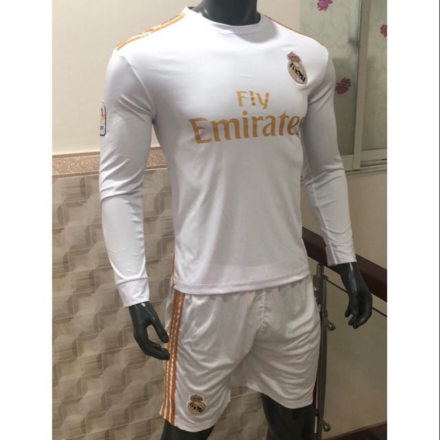 Bộ Quần Áo Đá Bóng Tay Dài Real 2019