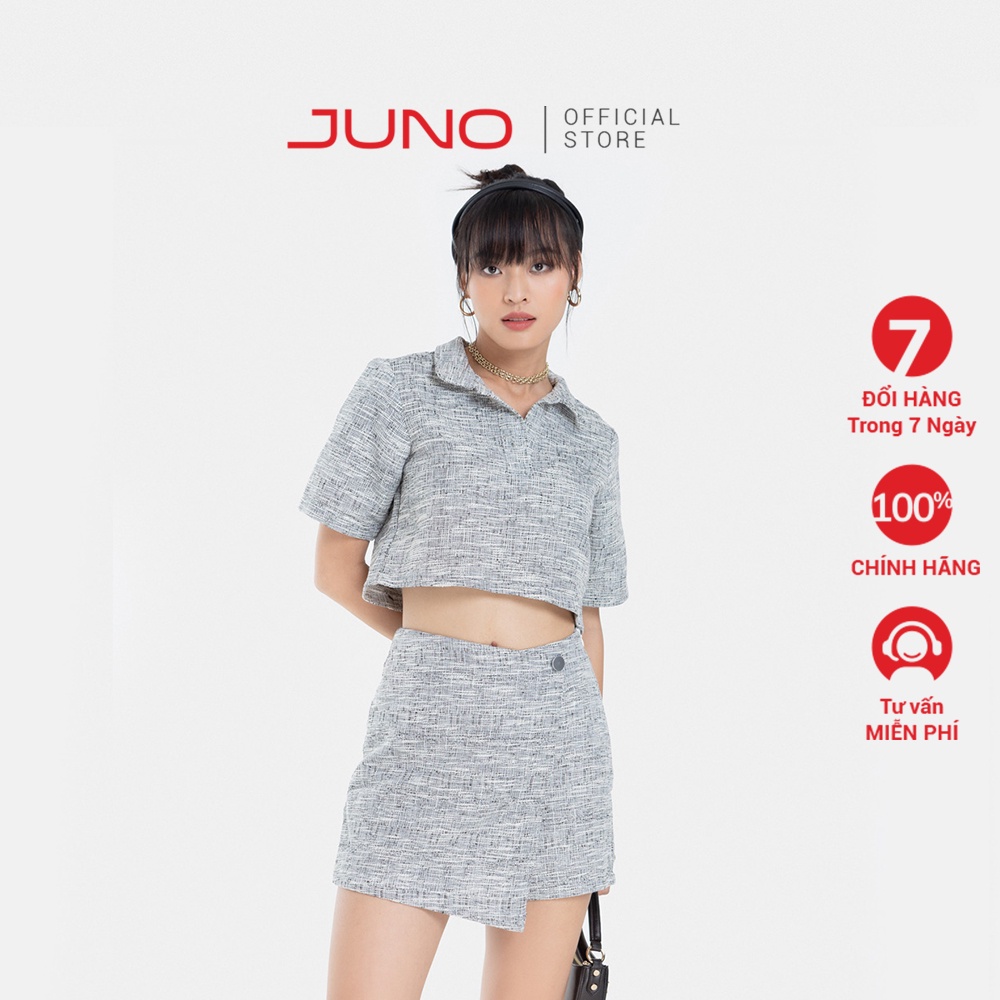 Quần Váy Tweed Thời Trang JUNO Kiểu Dáng Đắp Chéo JNQSH001