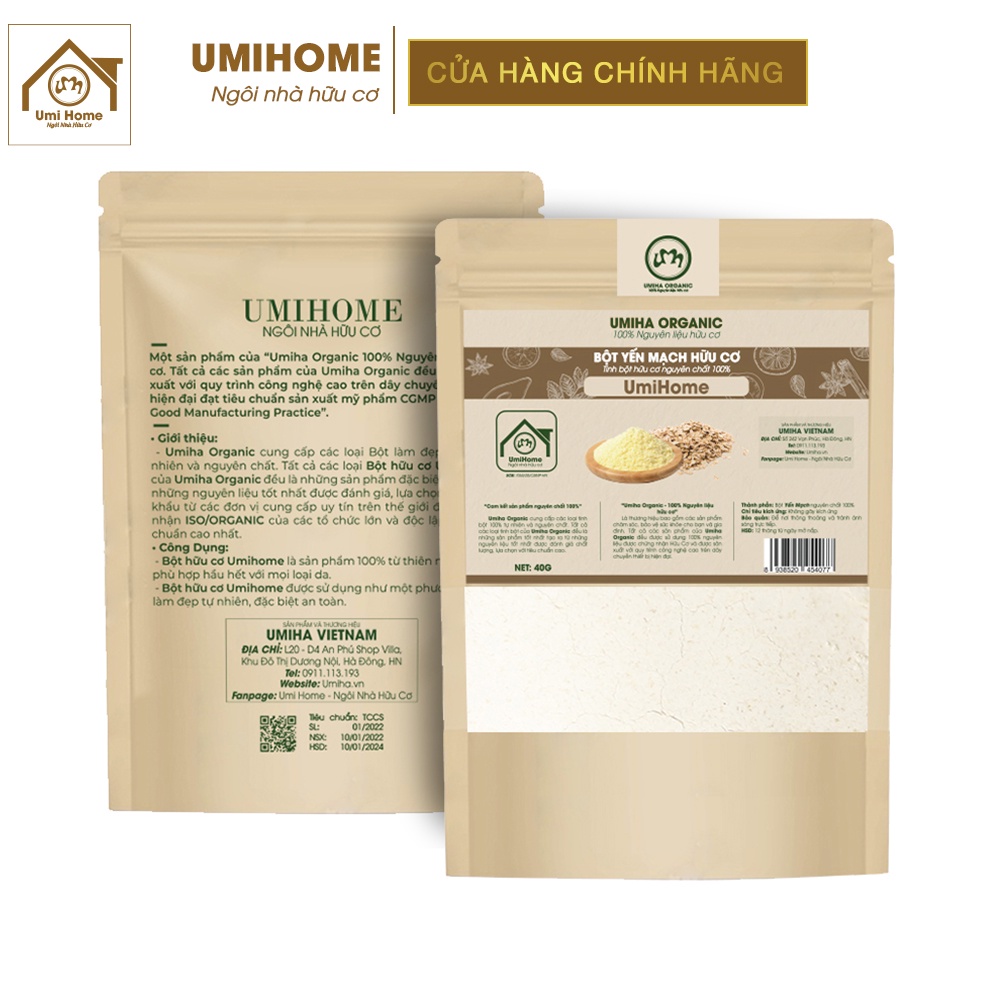 Bột Yến Mạch đắp mặt hữu cơ UMIHOME nguyên chất | Oat Powder 100% Organic 135G