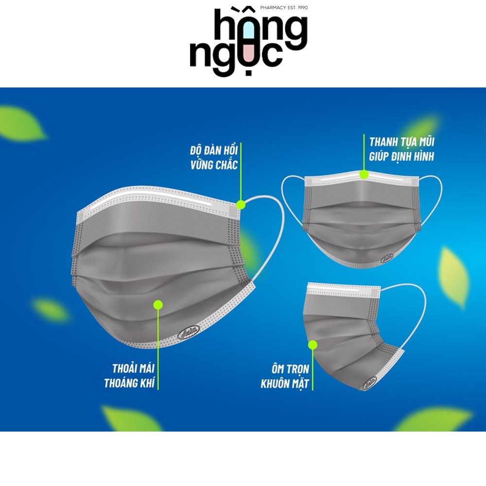 Khẩu trang than hoạt tính, hộp 50 cái, khẩu trang y tế 4 lớp Asia có than hoạt tính kháng khuẩn