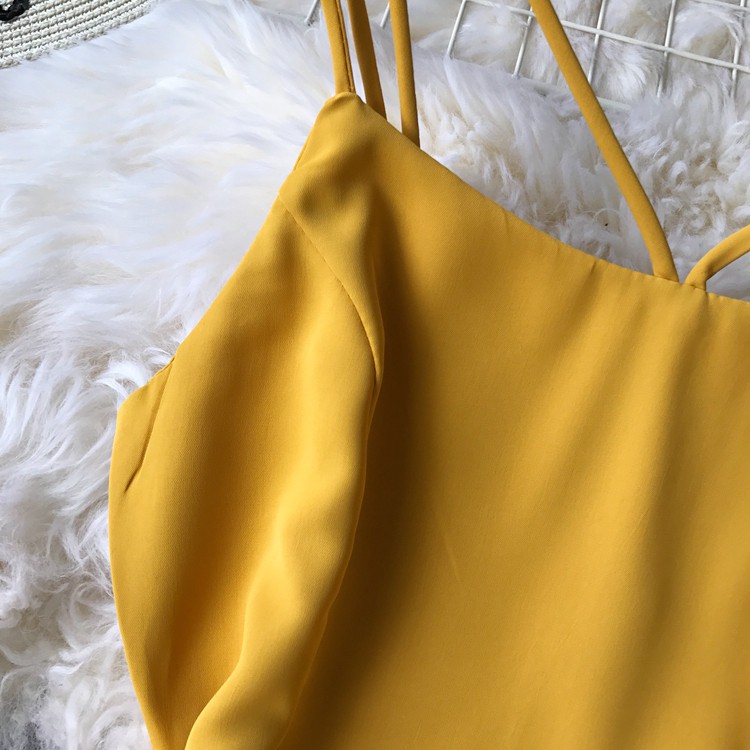 (sẵn đỏ S) Váy đầm maxi hở lưng 2 dây đan chéo dây ngực màu xanh, đen, trắng, vàng, đỏ siêu xinh | BigBuy360 - bigbuy360.vn