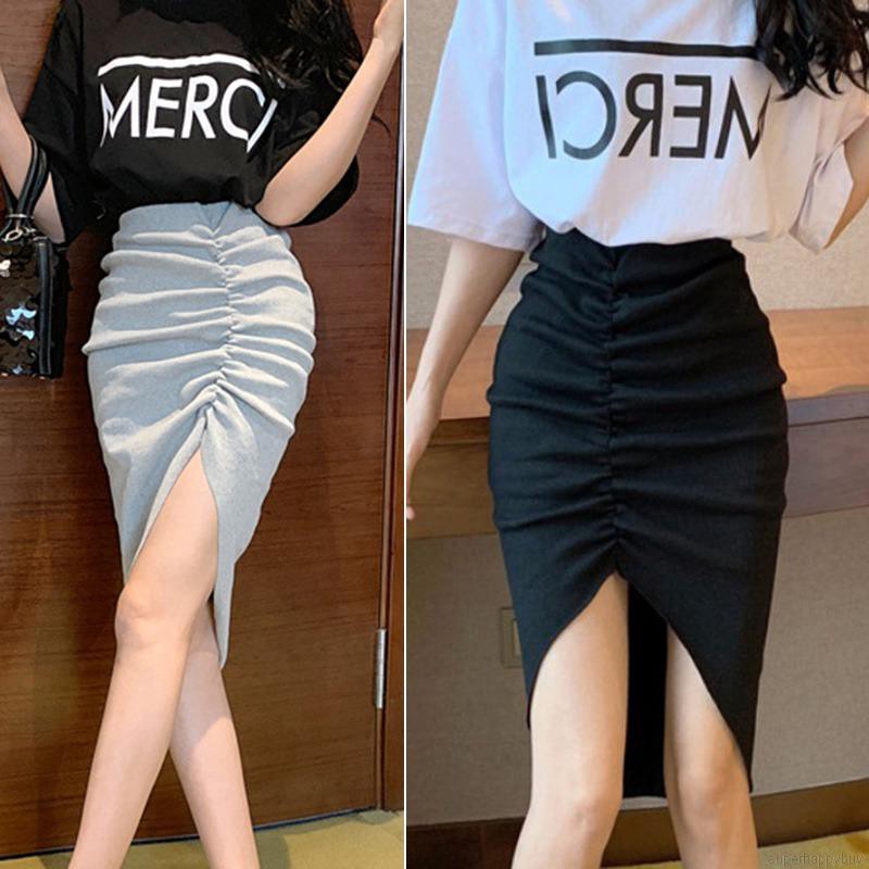 Chân váy midi lưng cao màu trơn gợi cảm cho nữ