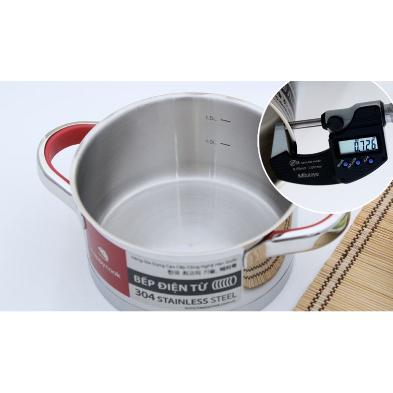 Nồi Inox 304 cao cấp nắp kính 16cm Happy Cook Aries HC06AR