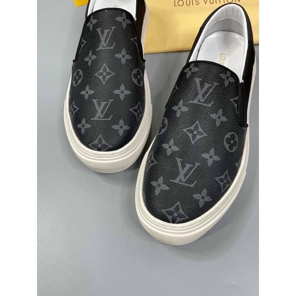 Giày thể thao nam,slipon giày lười Lv xanh than,nâu đế trắng fom tàu cao cấp