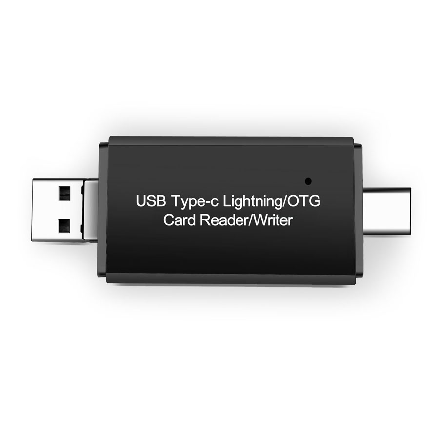 Đầu Đọc Thẻ Otg 4 Trong 1 Lightning & Micro Usb & Usb Type C Yc-250 Màu Đen